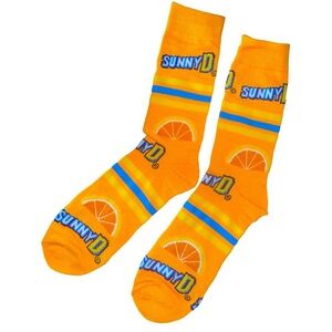 Sunny D juice men crew sock 6-12 funny novelty crazy new orange blue goofy